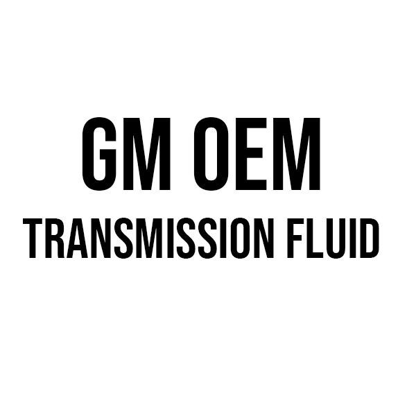 Gm oem transmission fluid is a black and white logo on a white background.