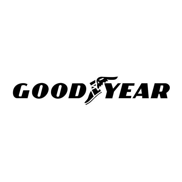 A black and white logo for good year tires on a white background.