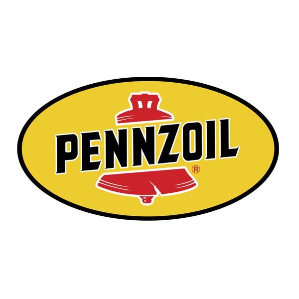 A yellow and red pennzoil logo with a bell on it