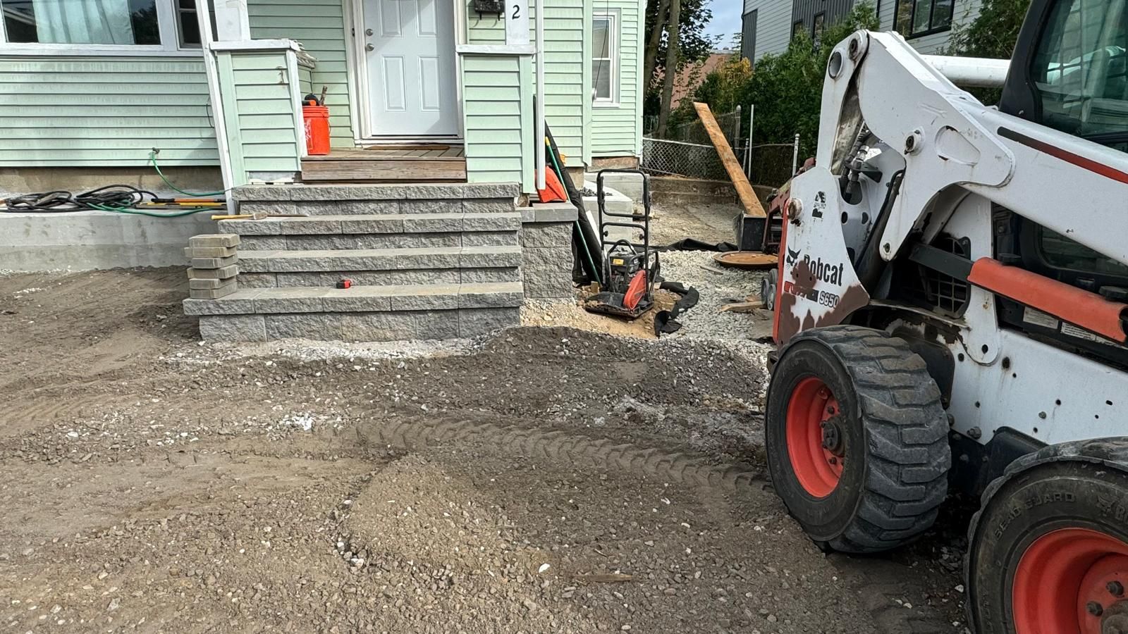 Construction on stairs