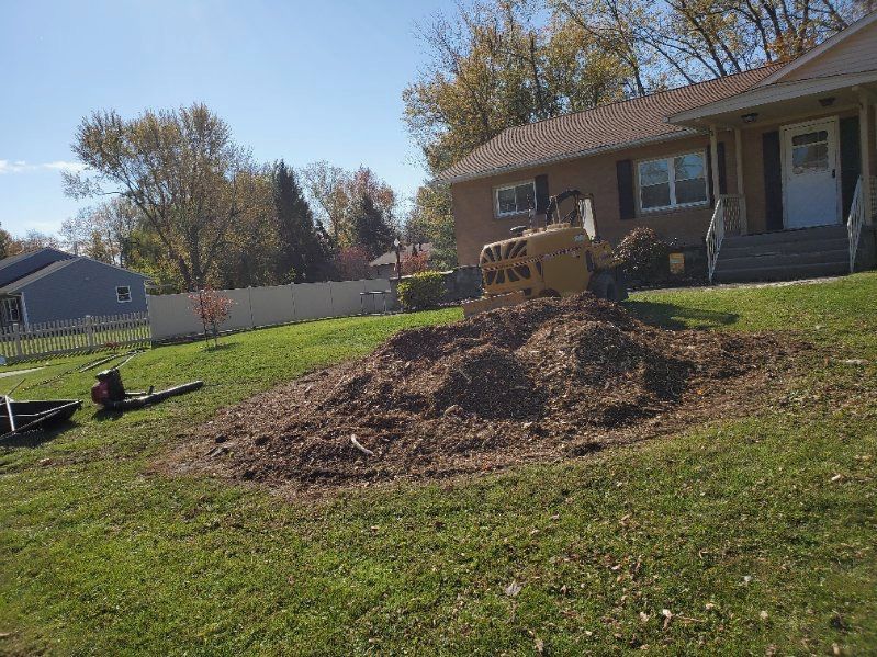 A large pile of dirt due to stump grinding