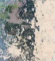 A close up of a painting on a wall.