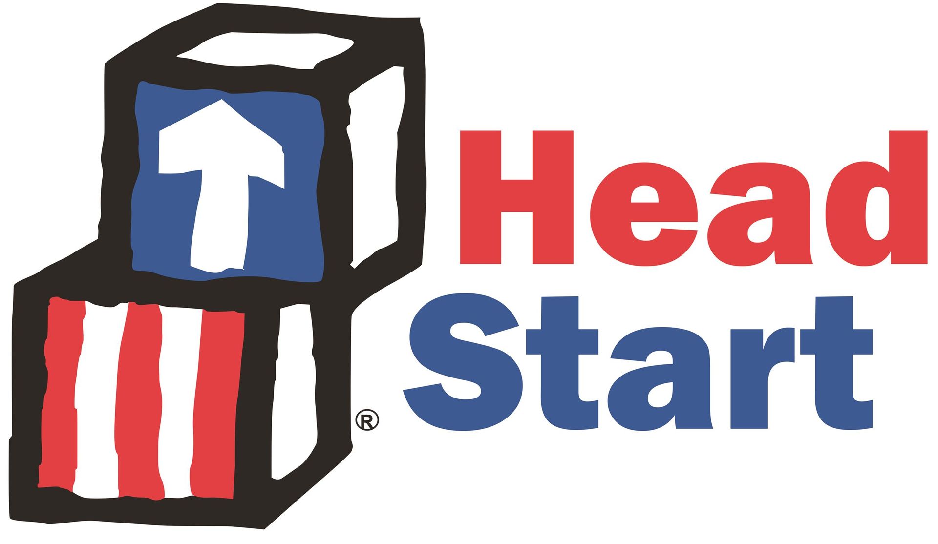 A logo for head start with a block with an arrow on it