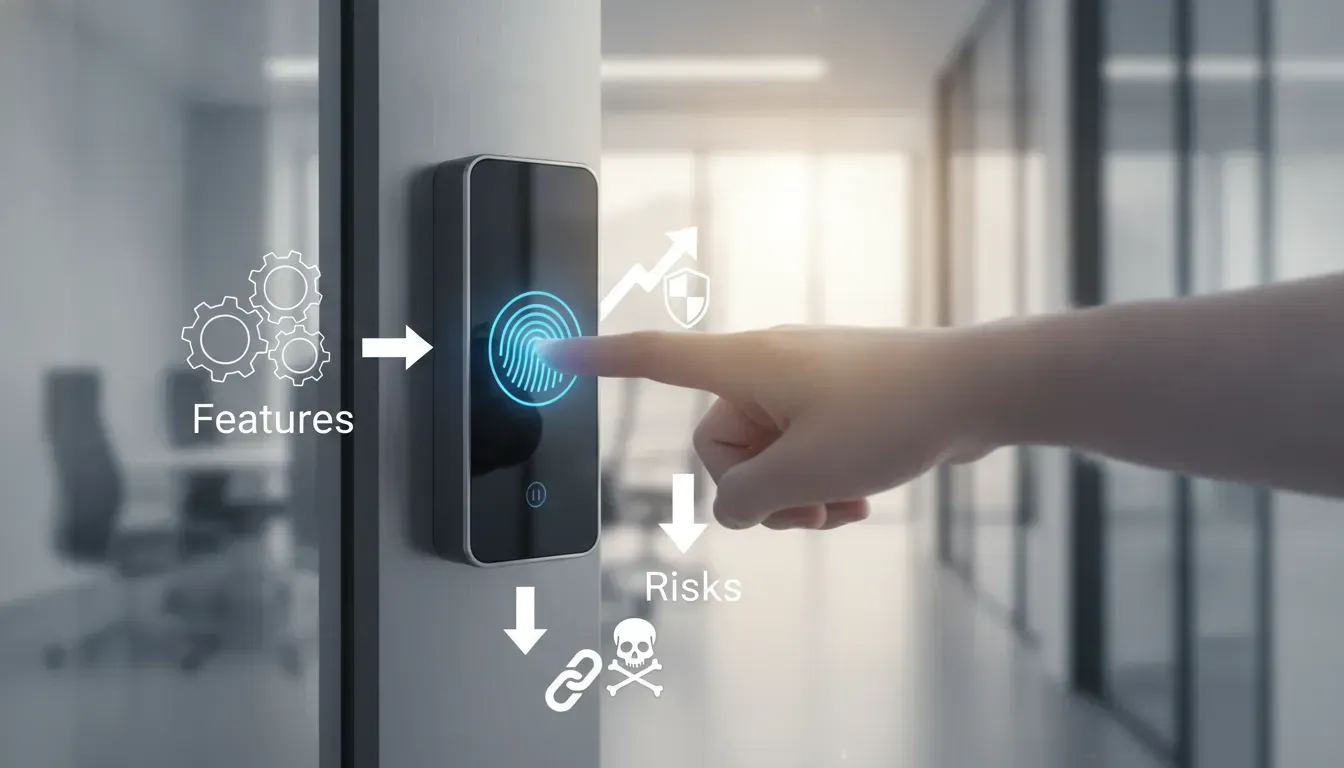 Fingerprint door lock being accessed at a Mesa home or business entrance for secure biometric entry.