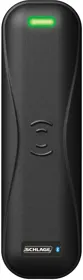 Black Schlage device with green indicator light and Bluetooth symbol.