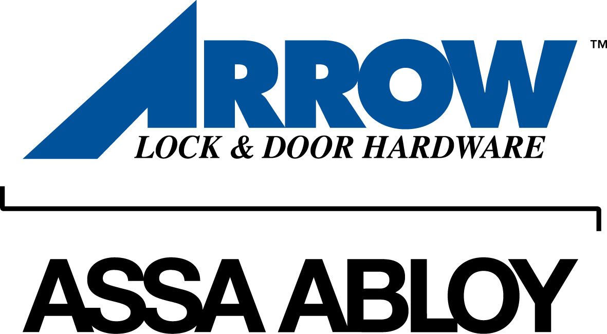 Arrow Lock & Door Hardware logo above the ASSA ABLOY logo, both in blue and black.