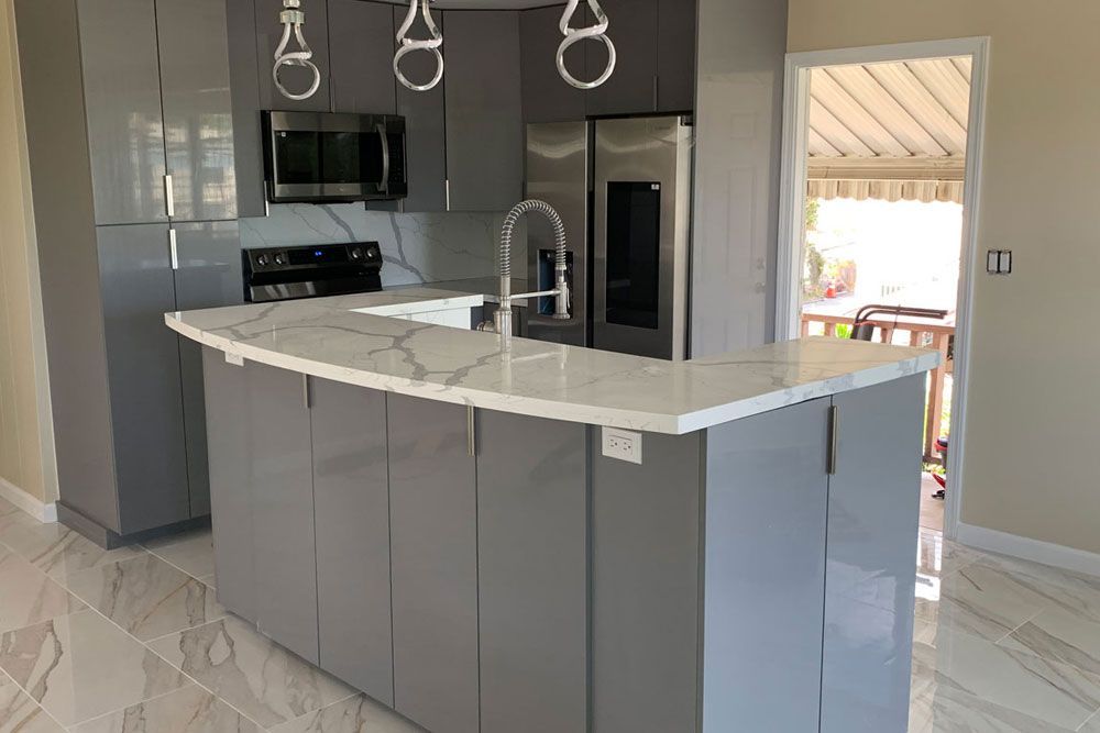 Acrylic Modern Grey Acrylic Glossy Cabinets