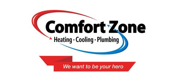 Comfort Zone logo with red and blue swooshes, text reading