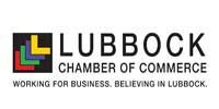 Logo of the Lubbock Chamber of Commerce, with a colored L graphic and the text