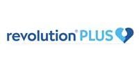 Revolution Plus logo with blue text and heart icon.