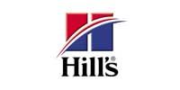 Hill's pet nutrition logo featuring a red and blue square design with swoosh and text
