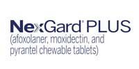 Logo for NexGard PLUS, a dog medication with ingredients listed below the name.