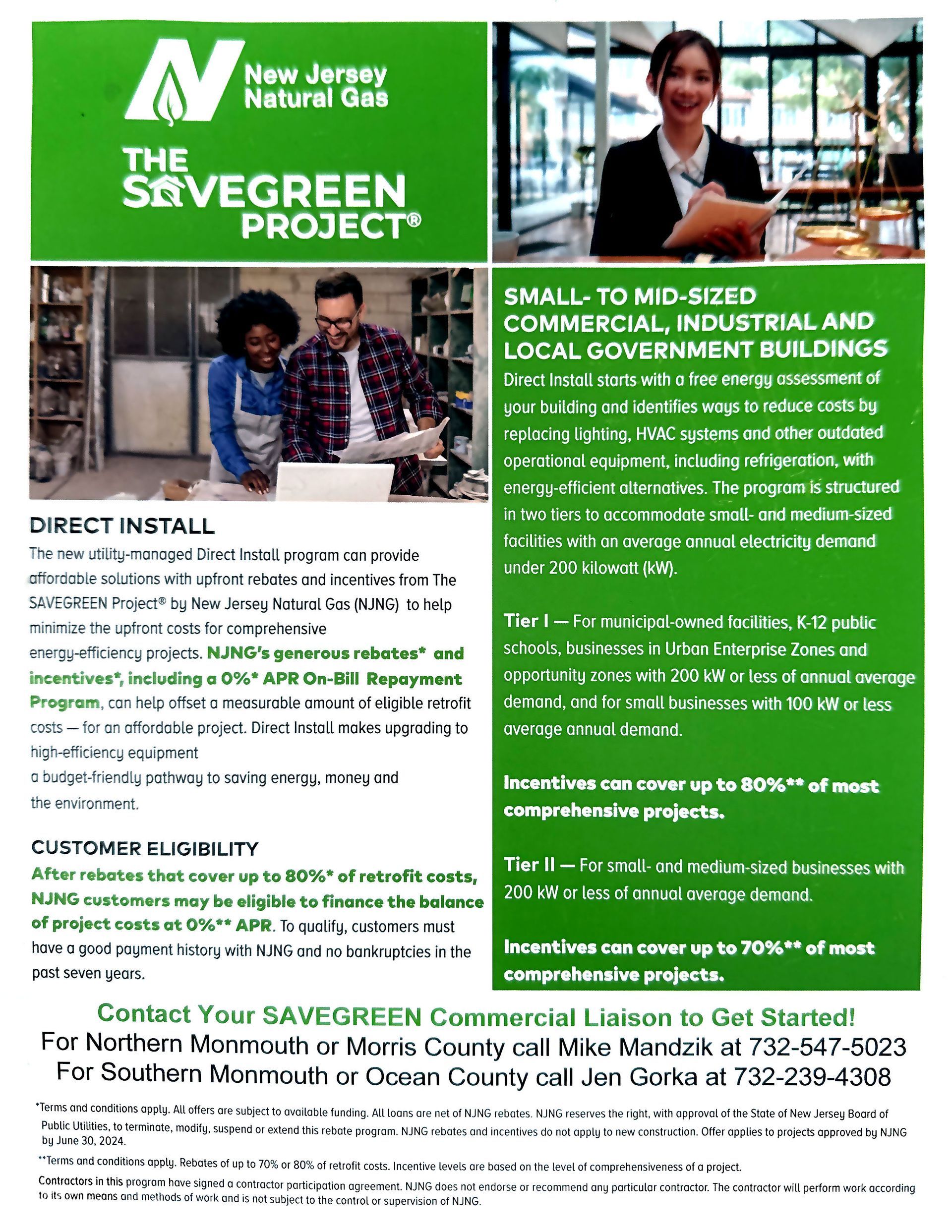 a flyer for the savegreen project