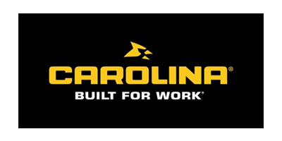 The logo for carolina built for work is black and yellow.