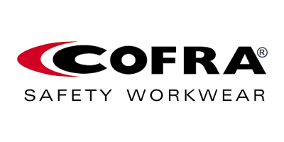 The logo for cofra safety workwear is on a white background.