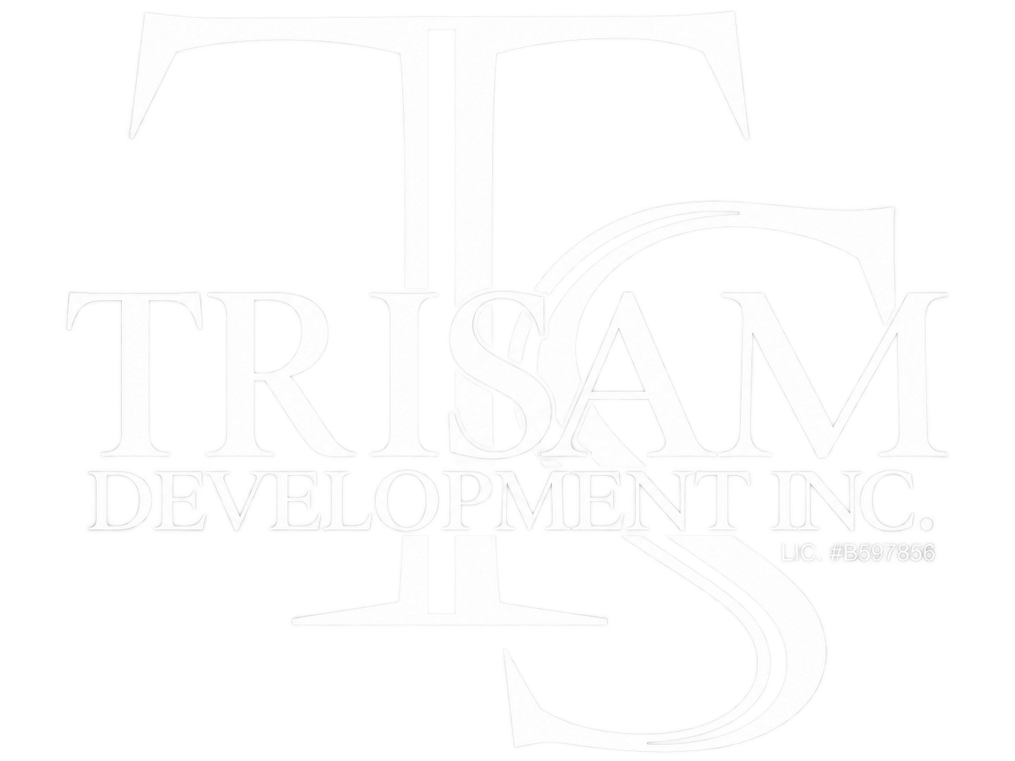 Logo for Trisam Development Inc. featuring the letters "TS" intertwined, with the full company name below.
