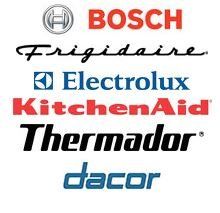 Bosch, Frigidaire, Electrolux, Kitchen Aid, Thermador, Dacor Logos
