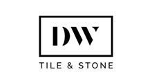 Logo for DW Tile & Stone: Black rectangle frames the letters 