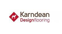 Logo for Karndean Designflooring. Red diamond with dog icon, 