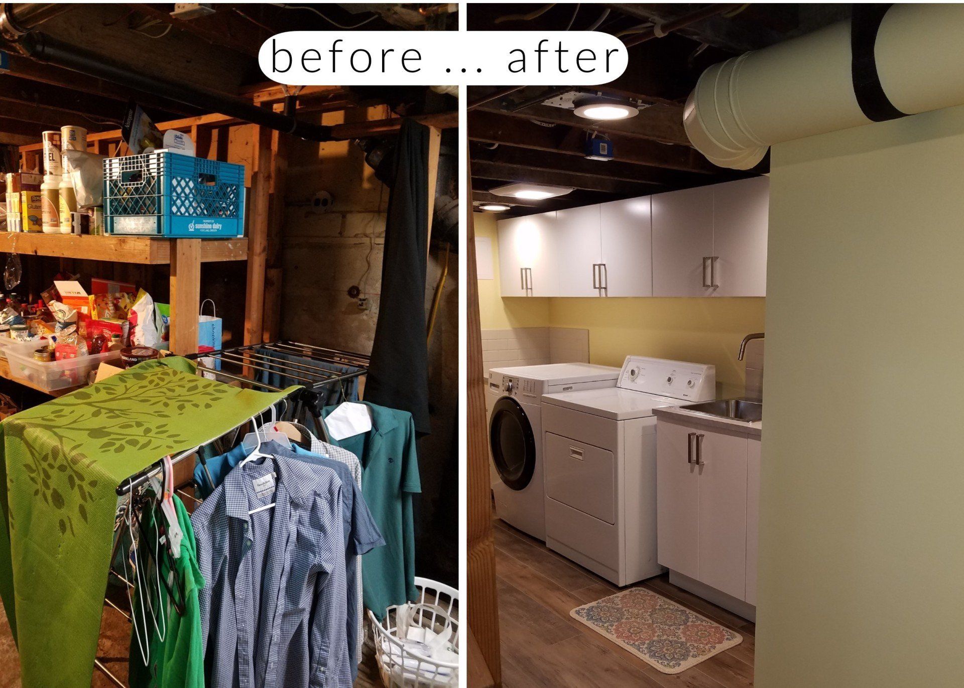 basement bathroom before after