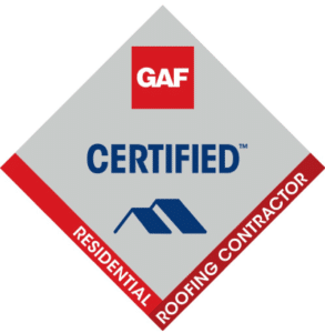 A logo for a certified residential roofing contractor