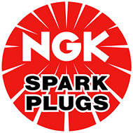 NGK Spark Plugs red and white logo with bold text in a circular design