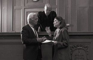Argument in court with judge and client