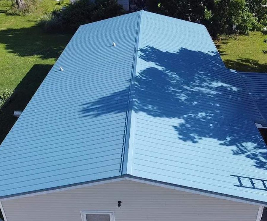 Blue metal roof