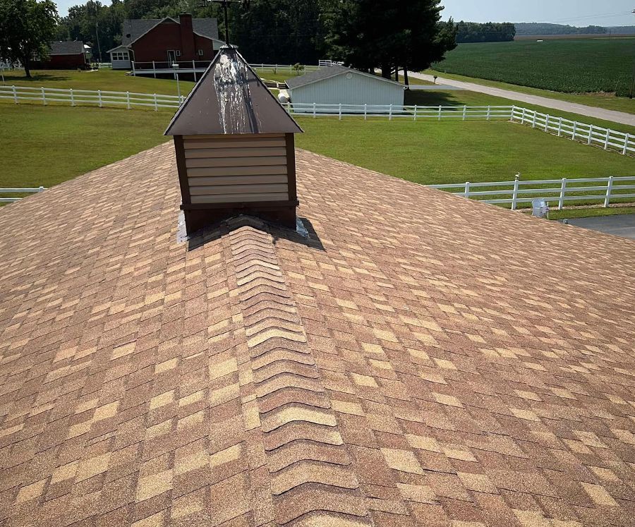 A roof with a chimney on top of it