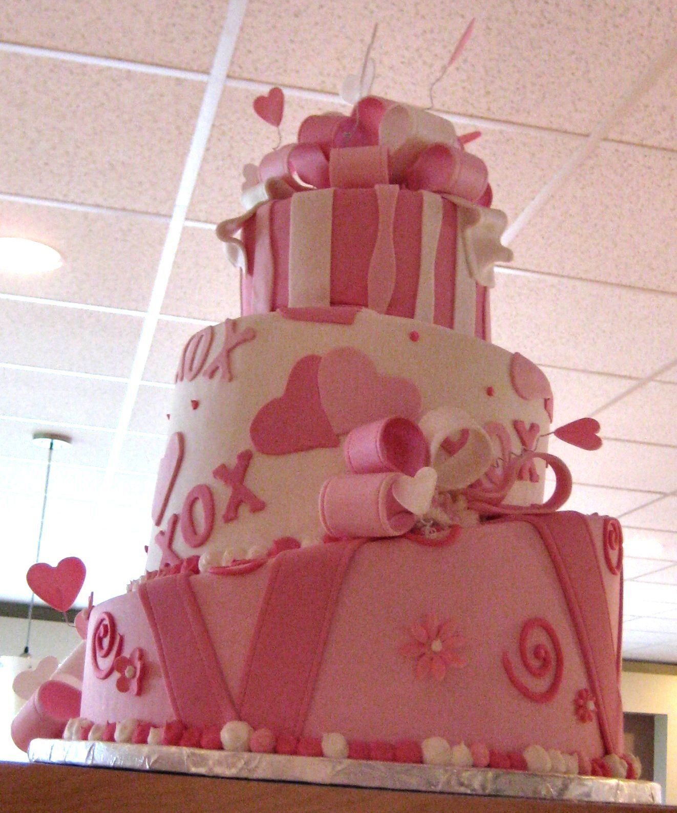 cake funky pink and white