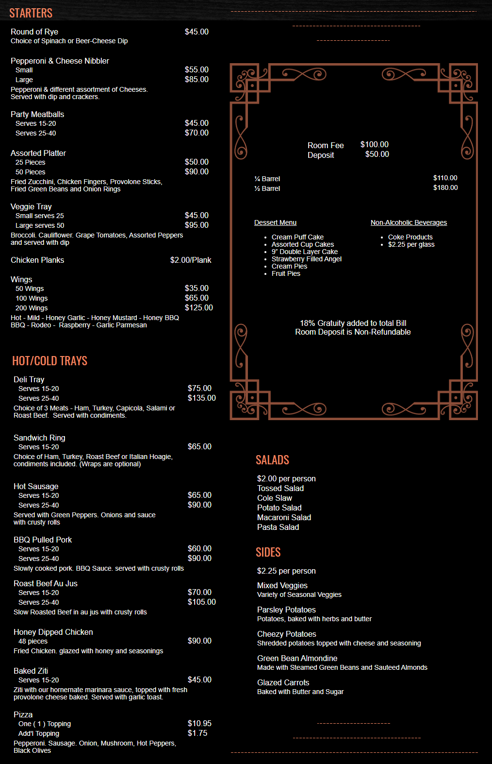 Banquet and Catering Menu