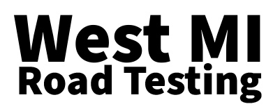 "West MI Road Testing" text in bold black font.