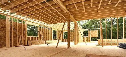 A house is being built with a lot of wood