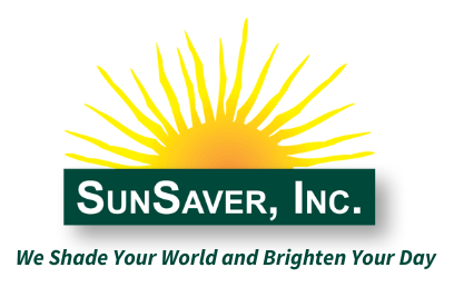 SunSaver, Inc. logo with yellow sunburst and tagline “We Shade Your World and Brighten Your Day”