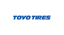 TOYO TIRES logo in blue text on a white background.