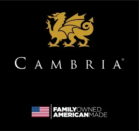 A logo for a company called cambria with a dragon on it