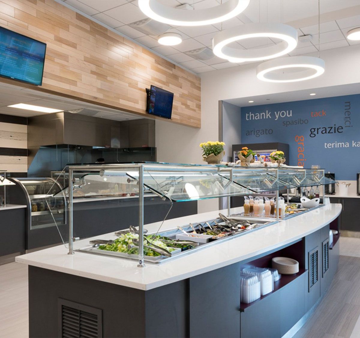 A buffet line in a restaurant