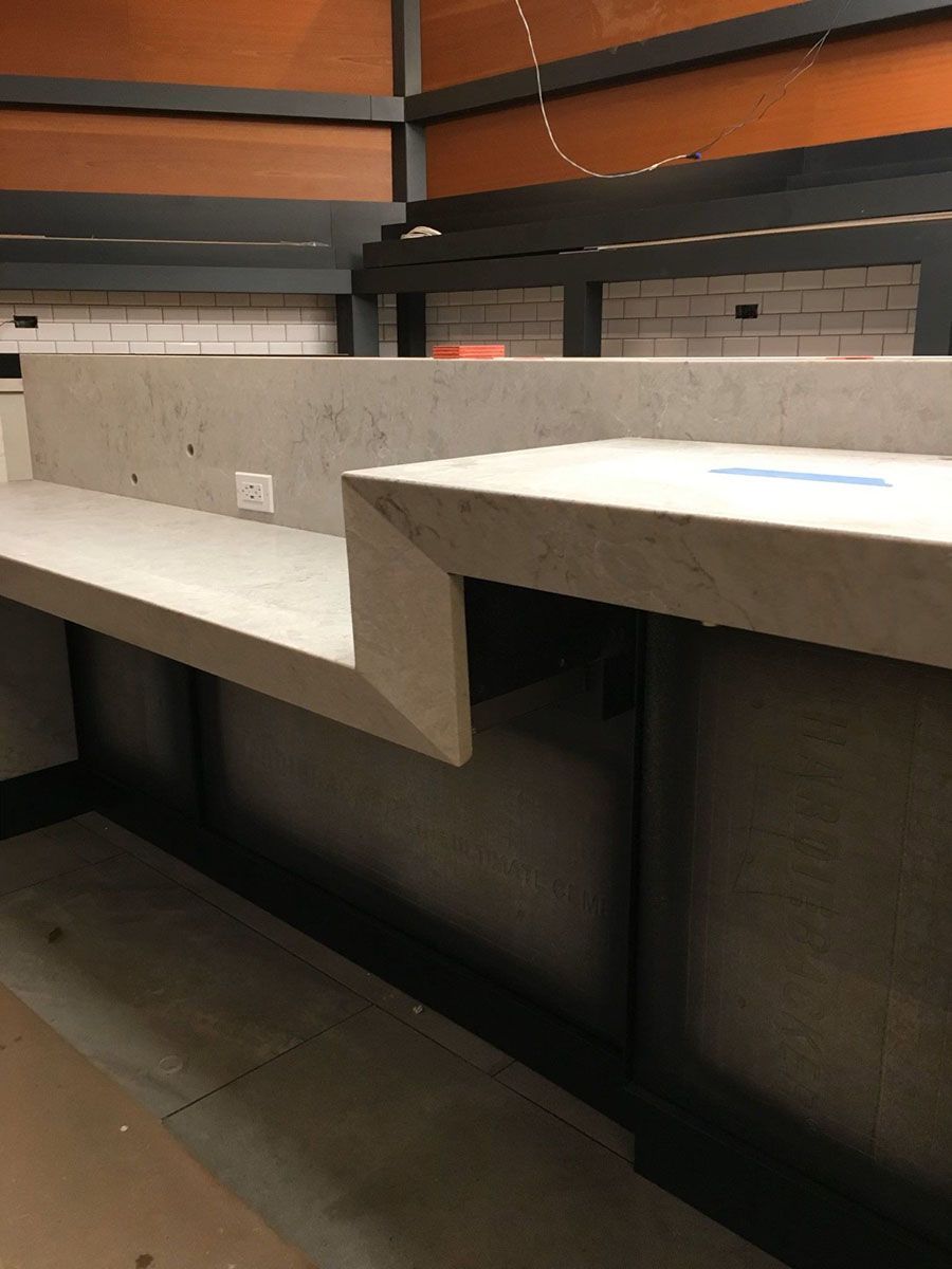 A room with a new counter area