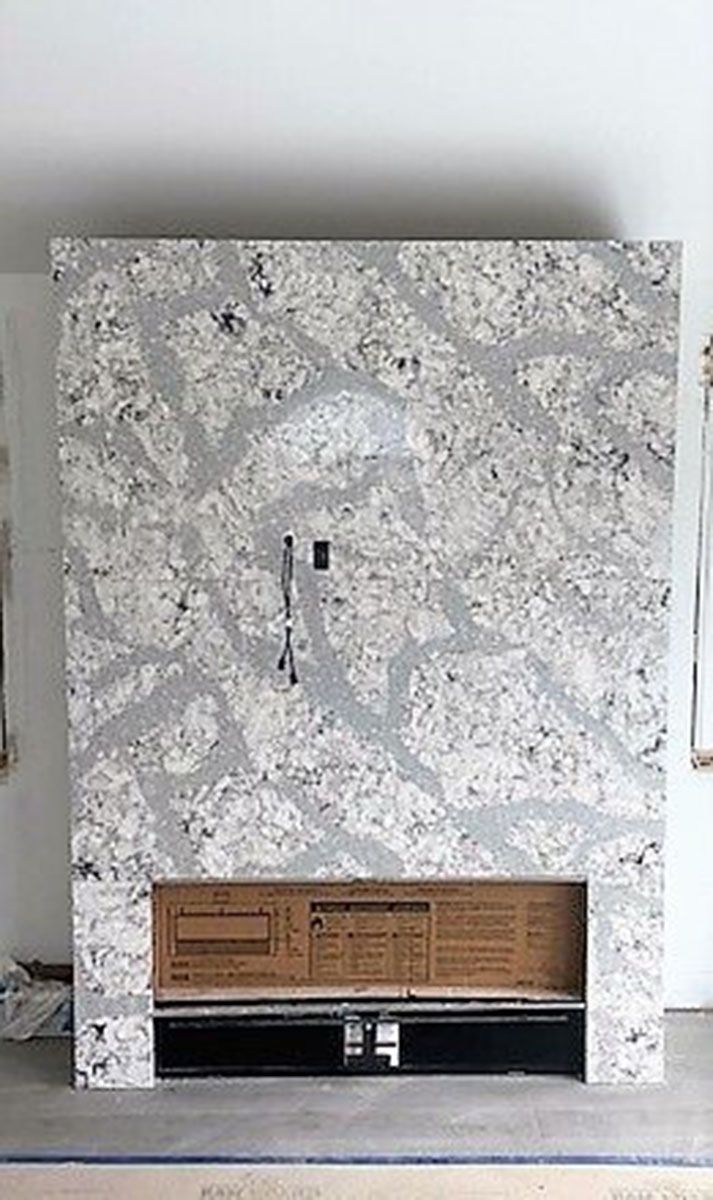 A fireplace in the middle of the room