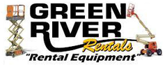 A logo for green river rentals rental equipment.