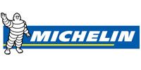 A michelin logo with a cartoon character on it.