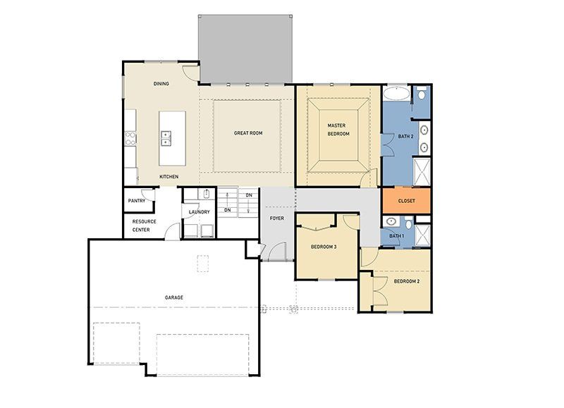 A floor plan of a house with a lot of rooms