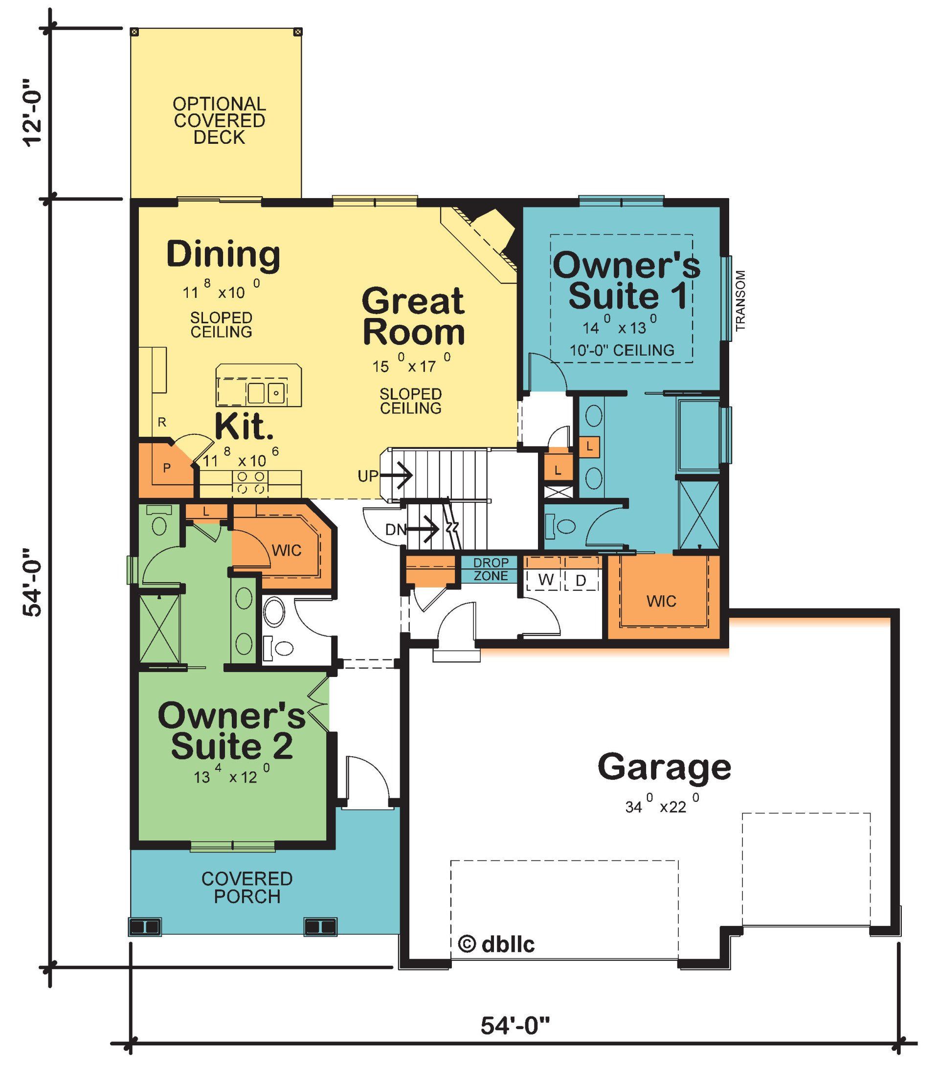 A floor plan of a house showing the owner 's suite