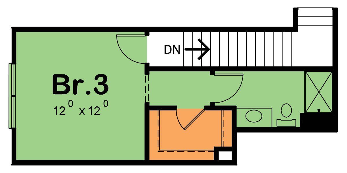 A floor plan of a house with the number 3 on it.