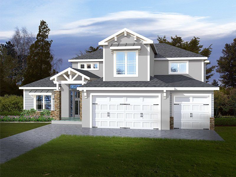 An artist 's impression of a house with two garage doors