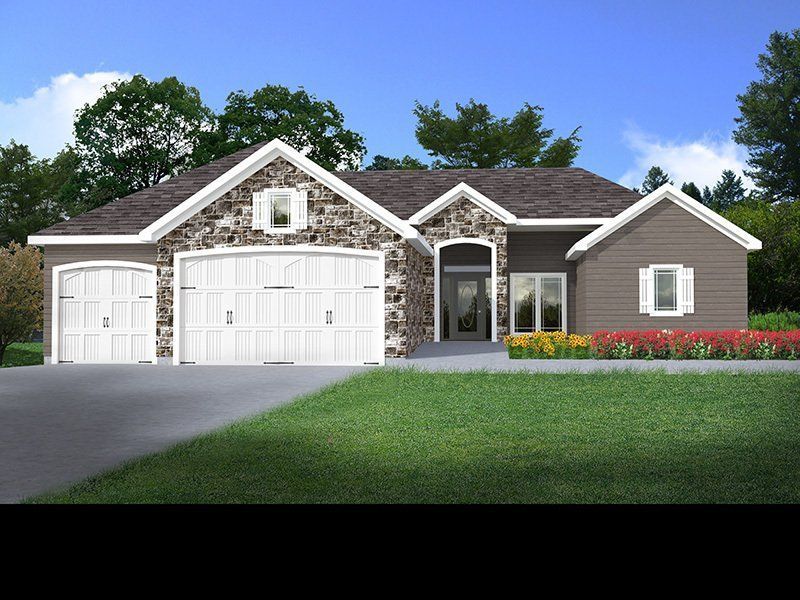 An artist 's impression of a house with three garage doors