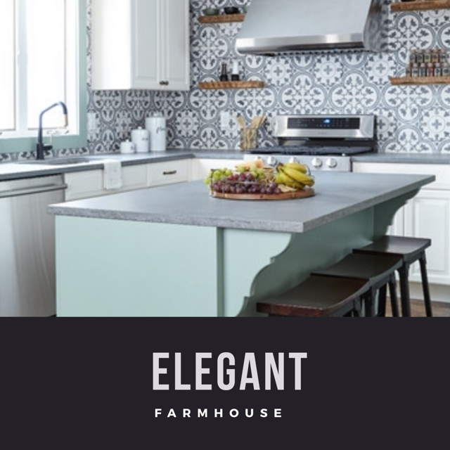 An elegant farmhouse kitchen with a large island