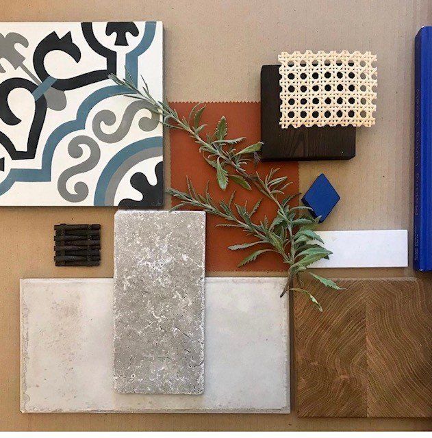 A collage of different types of tiles and wood