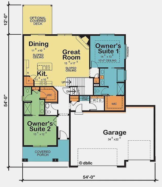 A floor plan of a house showing the owner 's suite 1 and owner 's suite 2