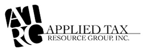 A black and white logo for applied tax resource group inc.
